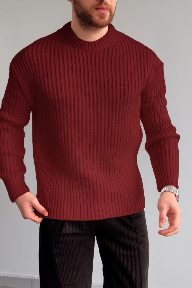 Erkek-bisiklet-yaka Bordo - S