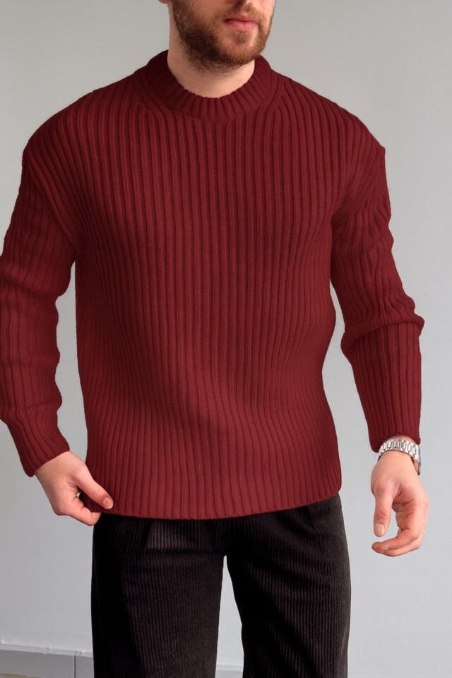 Erkek-bisiklet-yaka Bordo - M