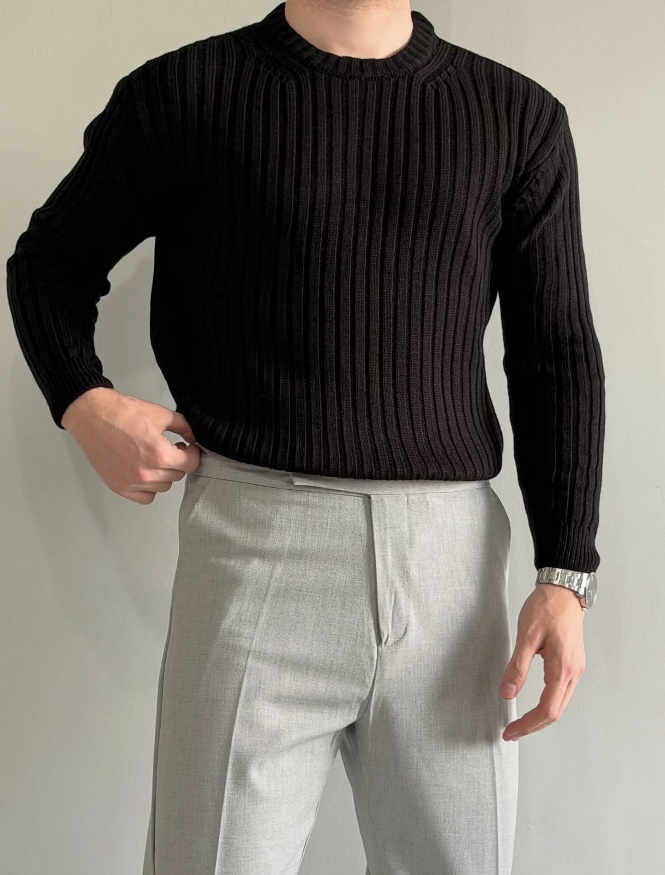 erkek oversize fitilli bisiklet yaka