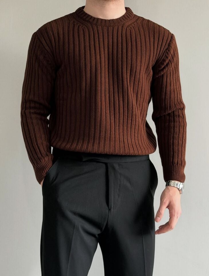 erkek oversize fitilli bisiklet yaka