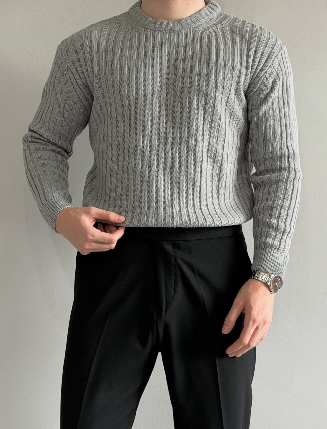 erkek oversize fitilli bisiklet yaka