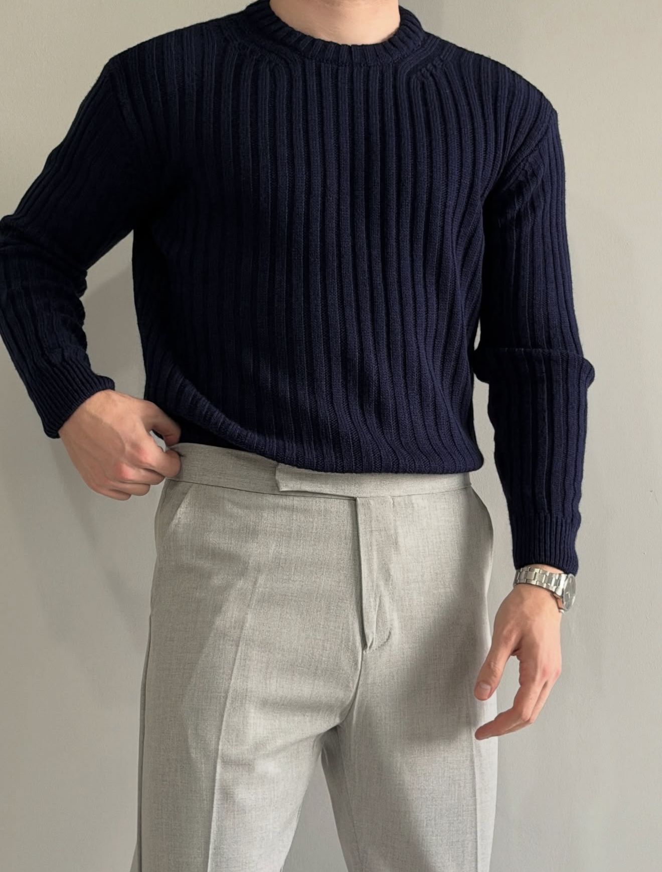 erkek oversize fitilli bisiklet yaka