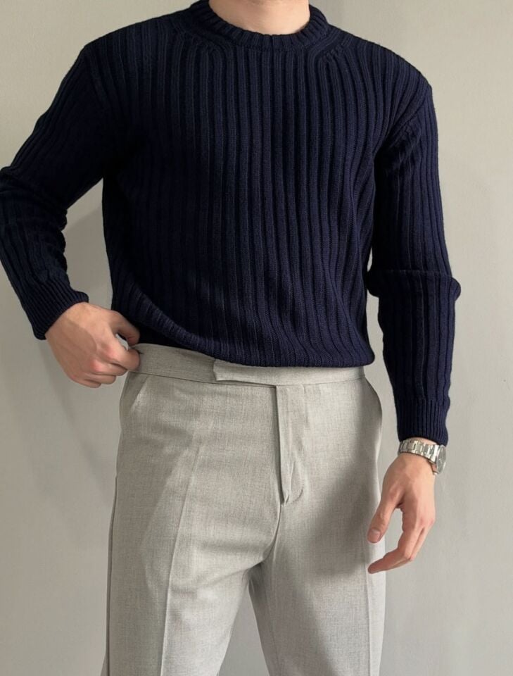 erkek oversize fitilli bisiklet yaka