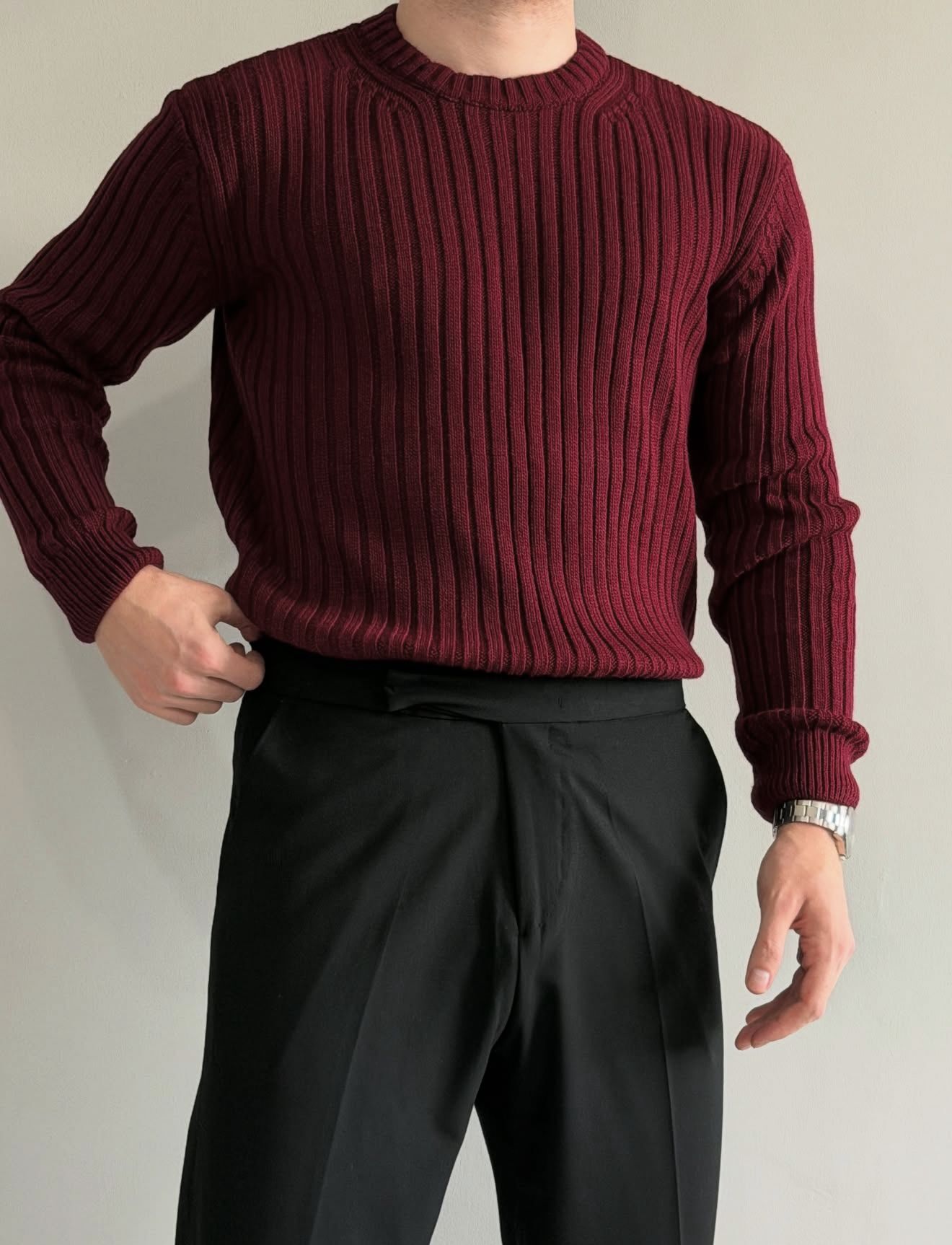 erkek oversize fitilli bisiklet yaka