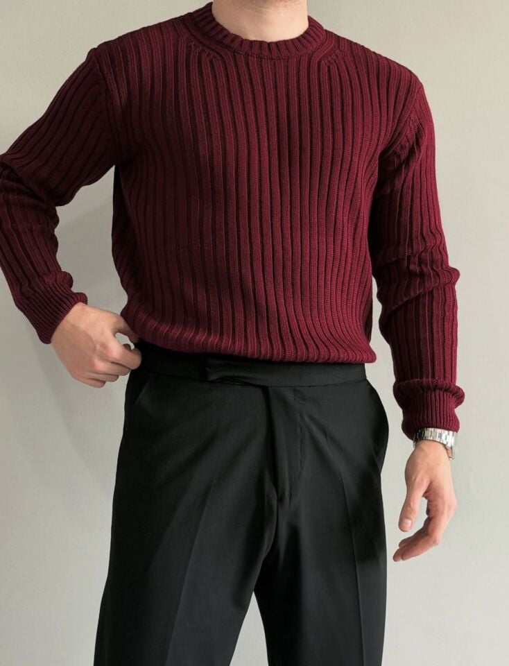 erkek oversize fitilli bisiklet yaka