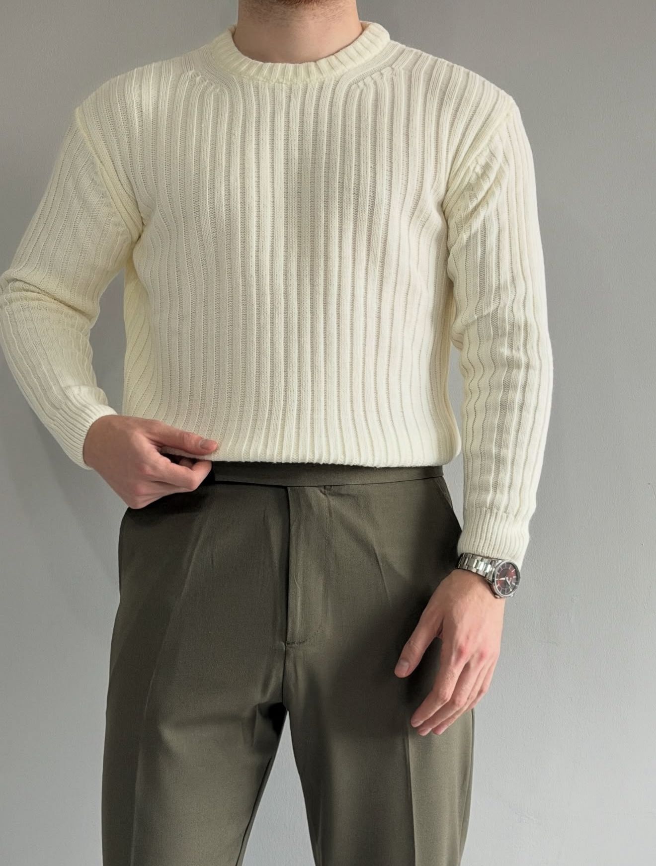 erkek oversize fitilli bisiklet yaka