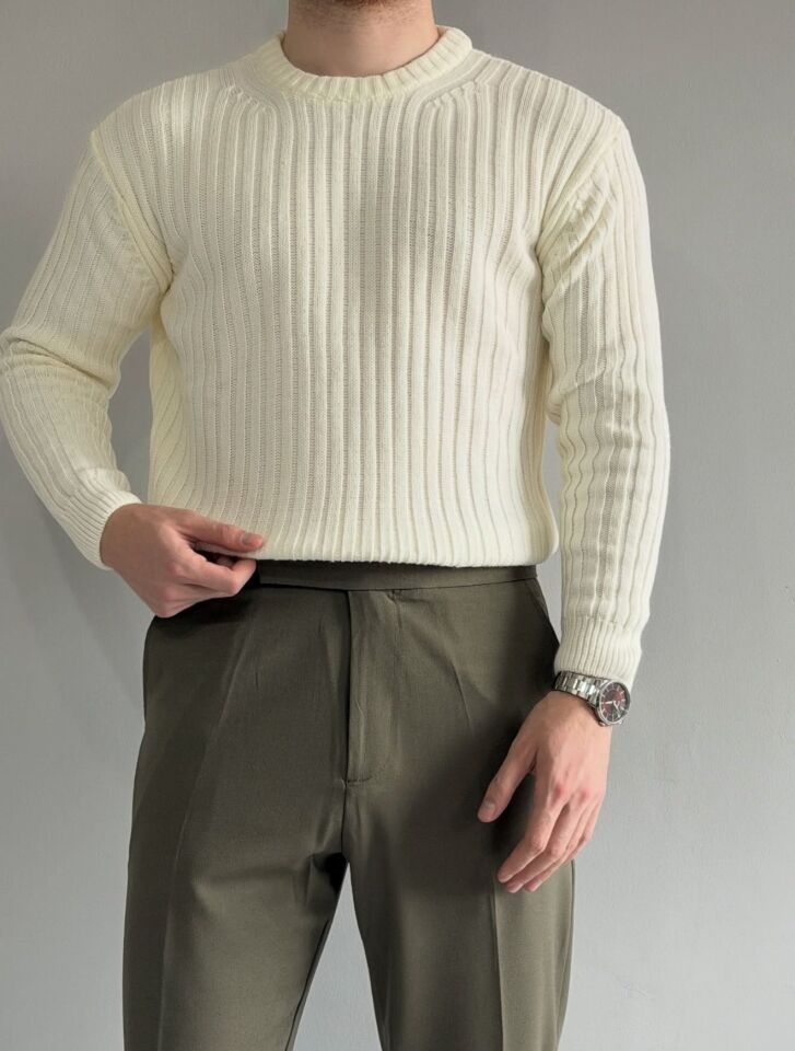 erkek oversize fitilli bisiklet yaka